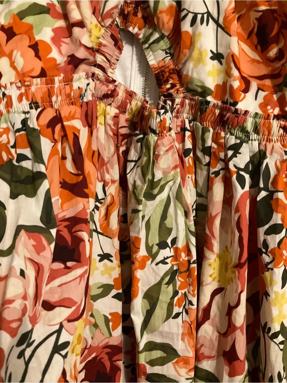 Floral Halter Maxi Dress in Coral & Green - Picture 3 of 9